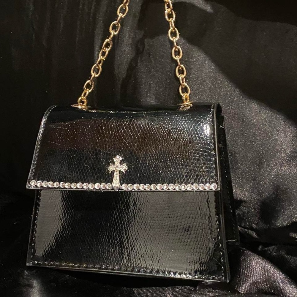 Cross black and gold mini purse